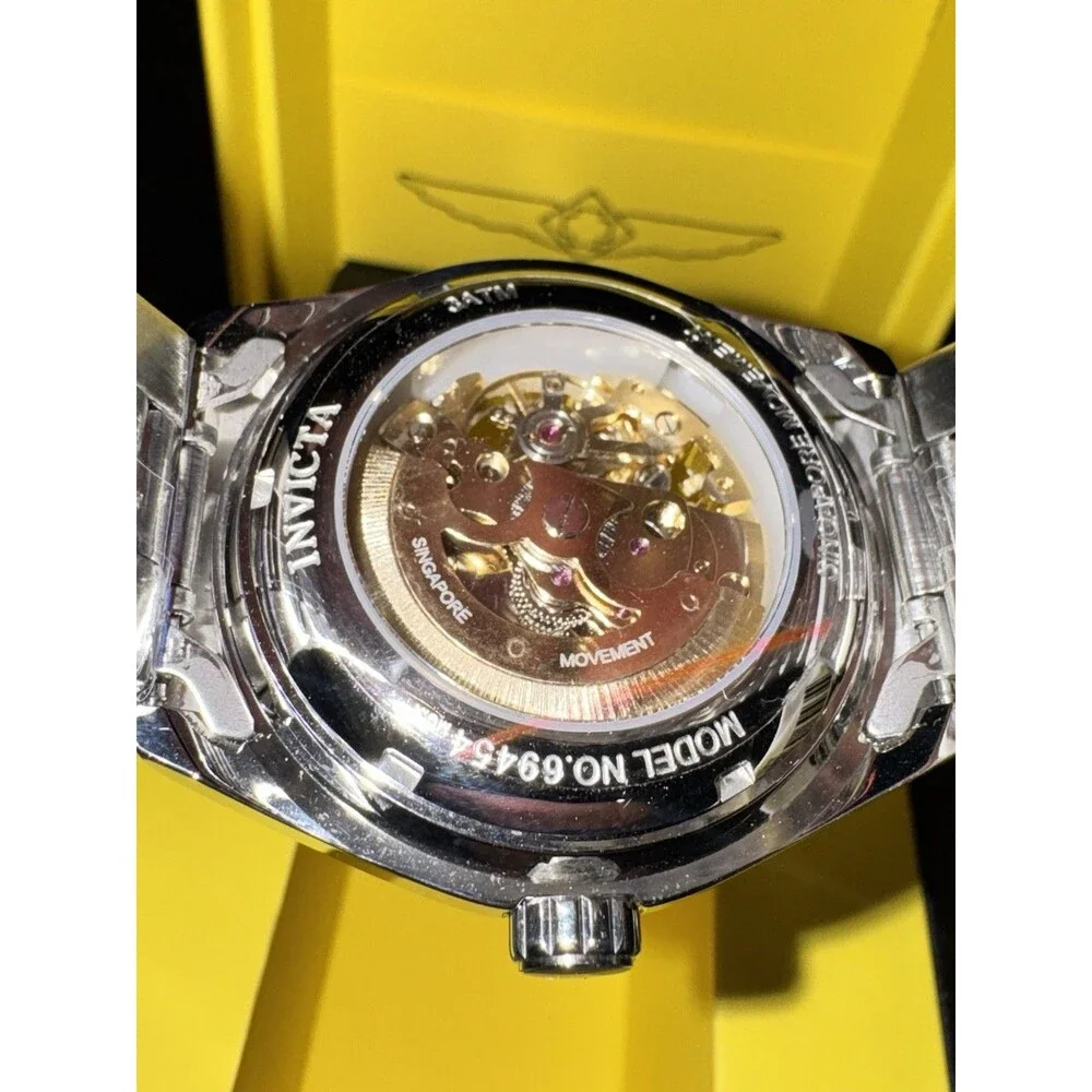 WATCH IT WORK! Mens Invicta Objet D Art Automatic W/Skeleton Dial 43mm SHARP!